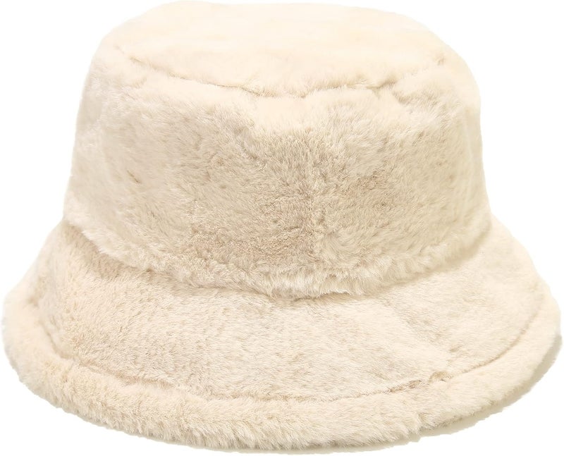 Umeepar Winter Faux Fur Fuzzy Bucket Hat Fluffy Warm Hat for Women Men - Image 1